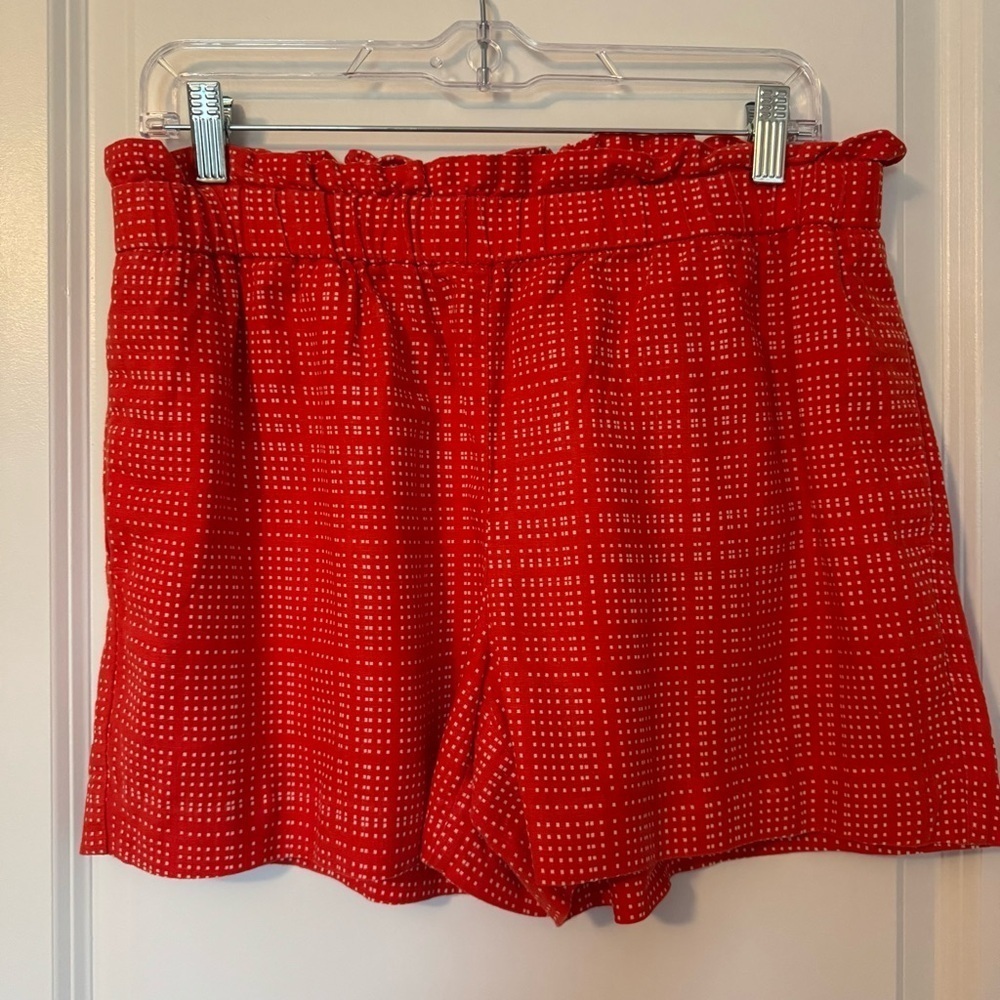 Banana Republic Linen Blend Orange & White Patterned Women's Medium Shorts
